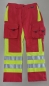 Preview: Rettungsdiensthose, Jeanshose dunkelrot/neongelb, Warnschutzhose, Sichtbarkeit, Reflexstreifen 3M/silber, Einsatzhose, Hose mit Blocktasche,