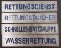 Preview: Rückenschild 3M/silber, Schrift blau, Sonderpreisartikel, silbernes Schild mit blauer Schrift, Rückenschild 42x8 cm,