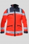 Preview: Softshelljacke leuchtrot/grau, Wetterschutzjacke, leuchtrote Softshelljacke, Softshell mit Reflexstreifen, Warnschutz,
