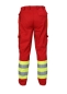 Preview: Einsatzhose dunkelrot/neongelb Art. 7893/2, Hose aus Trevira, dunkelrote Rettungsdiensthose mit Reflexstreifen, neongelb/rote Hose,