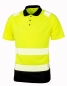 Preview: Recycled Safety Polo Shirt, Poloshirt mit Reflexstreifen, Polo orange/schwarz, High-Viz Shirt, Polo neongelb/schwarz