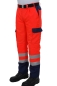 Preview: Einsatzhose leuchtrot/blau, Rettungsdiensthose, Trevira, Hose leuchrot, Reflexstreifen 3M/silber,