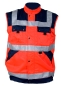 Preview: Einsatzweste leuchtrot/blau Art. 9255, leichte Sommerweste, Rettungsdienstweste mit Taschen, leuchtrote Weste mit silbernen Streifen,