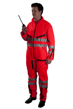 Fliegerkombi leuchtrot Art. 1061/LR/EN/S, Kombi leuchtrot mit Reflexstreifen,