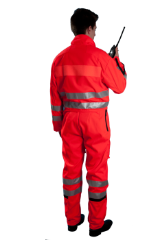 Preview: Fliegerkombi leuchtrot Art. 1061/LR/EN/S, Kombi leuchtrot mit Reflexstreifen,