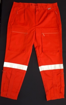 Preview: Einsatzhose "Fly" dunkelrot, Arbeitshose mit einem Reflexstreifen, Fliegerhose, Aktionsartikel, Fly-Hose, Reflexstreifen weiß, gelb oder silber,