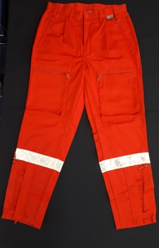 Einsatzhose "Fly" dunkelrot, Arbeitshose mit einem Reflexstreifen, Fliegerhose, Aktionsartikel, Fly-Hose, Reflexstreifen weiß, gelb oder silber,