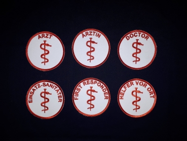 Preview: Emblem mit Aesculapstab, gestickte Embleme, Emblem mit Klett, Embleme zum aufnähen,