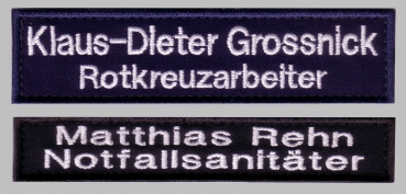 Preview: Namensschild zweizeilig, Namensschilder selbst gestalten, individuelle Namensschilder, Namensschild gestickt, Namensabzeichen,