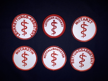 Preview: Emblem mit Aesculapstab, gestickte Embleme, Emblem mit Klett, Embleme zum aufnähen,