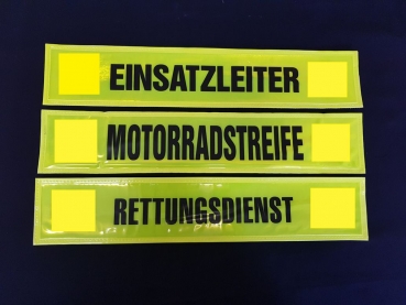 DRK-Rückenschilder gelb/schwarz s, Sonderpreisartikel, DRK-Schilder, gelbe Schilder mit schwarzer Schrift + rotem Kreuz, RK-Schilder,
