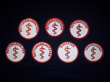 Preview: Emblem mit Aesculapstab, gestickte Embleme, Emblem mit Klett, Embleme zum aufnähen,