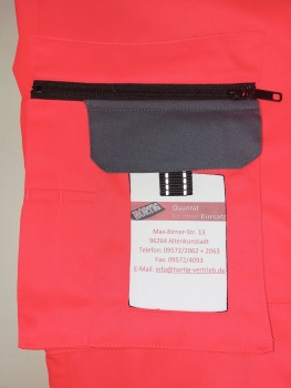 Preview: Jeanshose leuchtrot/grau Notice&Call "Perfect Fit", Stretchhose, Rettungsdiensthose mit Stretch, Rettungsdiensthose,