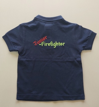 Kinder-Poloshirt blau FF, Jugendfeuerwehr, Retter von morgen, Poloshirt für Kinder, Bestickung, Fire-Fighter, Feuerwehrmann,
