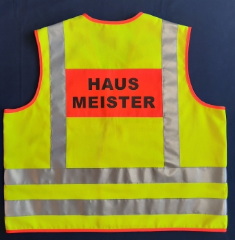 Preview: Schulweste neongelb/leuchtrot, Überwurfweste mit Reflexstreifen, Weste Schulsanitäter,