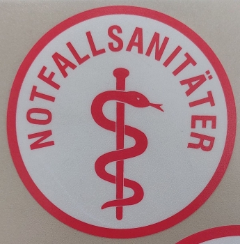 Preview: Aufkleber hinter Glas 2-farbig, Schnäppchen, Sonderpreis, RD-Aufkleber, Notfallsanitäter Aufkleber, Aufkleber für den Innenraum,