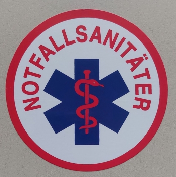 Preview: Aufkleber auf Glas 3-farbig, Star of Life Aufkleber, Aufkleber Rettungsassistent, Notfallsanitäter-Aufkleber, SoL-Aufkleber,