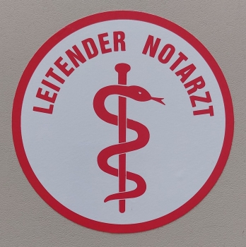 Aufkleber auf Glas 2-farbig, Aufkleber rot/weiß, Notarzt-Aufkleber, Rettungsdienst-Aufkleber, First Responder Aufkleber,