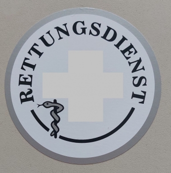 Preview: DRK-Aufkleber auf Glas, Aufkleber rund, RK-Aufkleber,