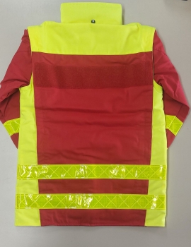 Preview: Einsatzanorak dunkelrot/neongelb Art. 8888, neongelbe Einsatzjacke, Rettungsdienstjacke mit gelben Reflexstreifen, Schutzjacke neongelb/rot