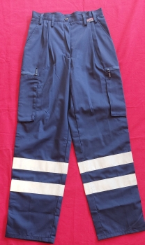 Preview: Einsatzhose blau mit Reflexstreifen, Schnäppchenpreis, Hose mit GSG-Streifen, blaue Hose, Hose mit silbernen Streifen, Sonderpreis