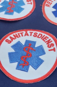Preview: Star of Life Emblem gestickt, Emblem mit Klett, SoL-Emblem, Emblem zur Kennzeichnung, Emblem zum aufnähen,