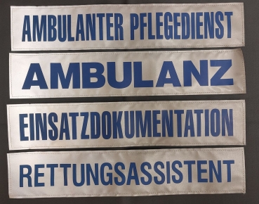 Preview: Rückenschild 3M/silber, Schrift blau, Sonderpreisartikel, silbernes Schild mit blauer Schrift, Rückenschild 42x8 cm,