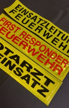 Rückenschild gelb 44x11cm, Sonderpreisartikel, Rückenschild gelb mit schwarzer Schrift, Schild in 44x11 cm, Schilder zum Sonderpreis,