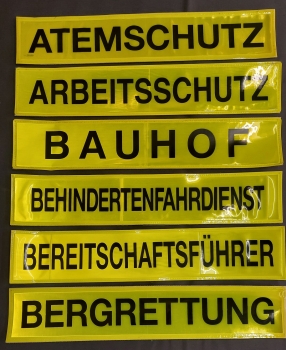 Preview: Rückenschild gelb/schwarz, Sonderpreisartikel, Rückenschilder gelb mit schwarzer Schrift,