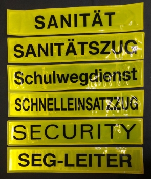 Rückenschild gelb/schwarz, Sonderpreisartikel, Rückenschilder gelb mit schwarzer Schrift,