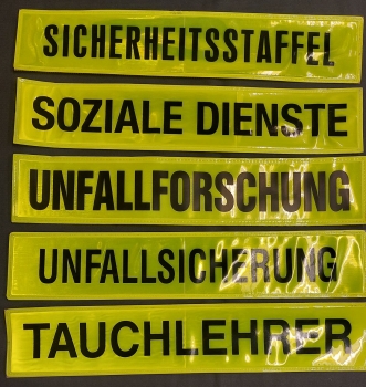 Rückenschild gelb/schwarz, Sonderpreisartikel, Rückenschilder gelb mit schwarzer Schrift,