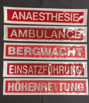 Rückenschild weiss/rot-negativ, Sonderpreisartikel, Rückenschild in 42x8 cm, weiss/rote Schilder,