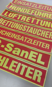 Preview: Rückenschild 3M/gelb, Sonderpreisartikel, Rückenschild DLRG-Ausführung, Rückenschild 42x8 cm,