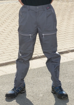 Preview: Stretch-Fly grau Art. 2064, graue Hose mit praktischen Taschen, Reißverschlusstaschen an den Oberschenkeln,