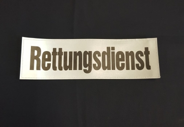 Rückenschild 3M/silber, 33x10 cm, Sonderpreisartikel, Rückenschild Rettungsdienst, Sonderpreisschild, silbernes Schild Rettungsdienst,
