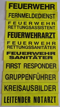 Preview: Rückenschild 3M/gelb, Schild gelb mit schwarzer Schrift, Schilder mit Klett,