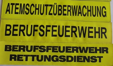 Preview: Rückenschild 3M/gelb, Schild gelb mit schwarzer Schrift, Schilder mit Klett,