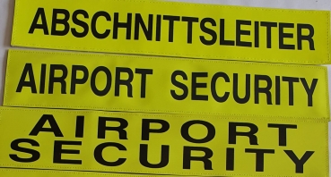 Rückenschild 3M/gelb, Schild gelb mit schwarzer Schrift, Schilder mit Klett,
