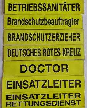 Preview: Rückenschild 3M/gelb, Schild gelb mit schwarzer Schrift, Schilder mit Klett,