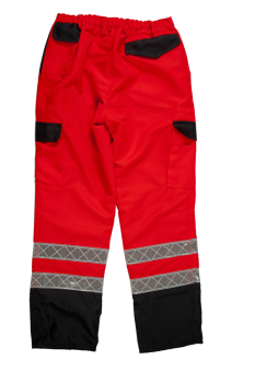 Preview: Einsatzhose leuchtrot/grau Art. 9202/RK/GR, Hose in leuchtrot/grau, Rettungsdiensthose mit weißen Streifen,
