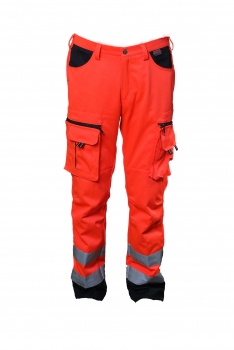 Preview: Jeanshose leuchtrot/schwarz Notice&Call "Perfect Fit", Stretchhose, Rettungsdiensthose mit Stretch, Hundeführerhose, BRH-Hose,