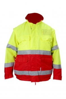 Einsatzanorak dunkelrot/neongelb , Einsatzjacke, Rettungsdienstjacke, Notarztjacke, Sichtbarkeit