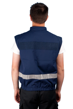 Preview: Einsatzweste blau, Rettungsdienstweste mit silbernen Streifen, Arbeitsweste, wattierte Weste, Body blau,