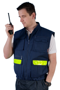 Preview: Einsatzweste blau, Arbeitsweste mit Reflexstreifen, Rettungsdienstweste, blaue Weste, Body, wattierte Weste,