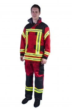 Einsatzjacke für THL, Feuerwehrjacke in dunkelrot/schwarz, Jacke für Technische Hilfeleistung,