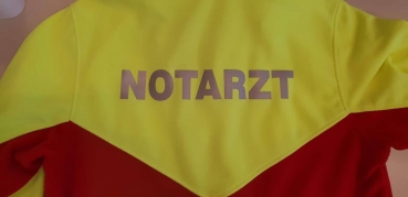 Preview: Rücken-Flex-Aufschrift "Standard-Text", Rückendruck FEUERWEHR, NOTARZT, NOTÄRZTIN uvm., Aufdruck nach Kundenwunsch,