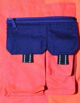 Jeanshose leuchtrot/blau Notice&Call "Perfect Fit", Stretchhose, Rettungsdiensthose mit Stretch, Notarzthose, Rettungsdiensthose,