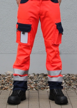Jeanshose leuchtrot/blau Notice&Call, Rettungsdienst-Hose leuchtrot/blau
