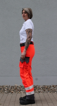 Jeanshose leuchtrot/grau Notice&Call "Perfect Fit", Stretchhose, Rettungsdiensthose mit Stretch, Rettungsdiensthose,