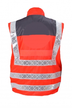 Preview: DRK-Einsatzweste Art. 9254/DRK, leuchtrote BRK-Weste, Weste mit weißen Reflexstreifen,